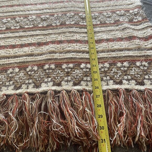 Original USA Women's One Size 100% Acrylic Poncho Brown Red Tan Fringe EUC - Picture 5 of 10